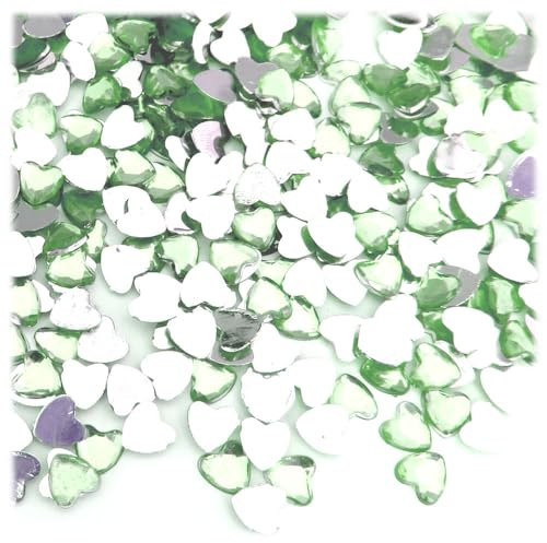 The Crafts Outlet 144pc Rhinestones Heart 8mm - Peridot Light Green