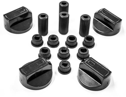 jpshop - Juego de 4 perillas negras universales para cocina de gas con acoplamiento de 6-8 mm