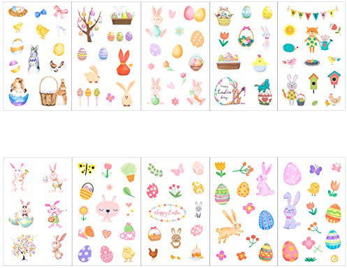 Naler Ostereier Aufkleber Oster Sticker Osterhasen Küken Blumen Osterdeko (20 Blatt)