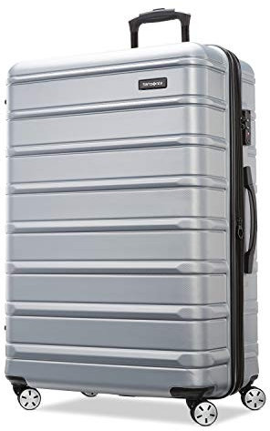 Samsonite Omni 2 28-Inch Large Checked Hardside Luggage with 360° Spinner Wheels - Scratch Resistant Hardshell - TSA Lock - Expandable Polycarbonate Shell for Lightweight Travel - Artic Silver