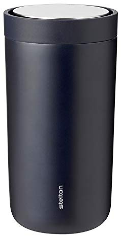 Stelton to-Go Click - Thermobecher, doppelwandige Isolierflasche - Rostfreier, auslaufsicherer Kaffeebecher/Teebecher mit Smart-Click-Deckel - Heiße & kalte Getränke - 0,2 Liter, Marine Metallic