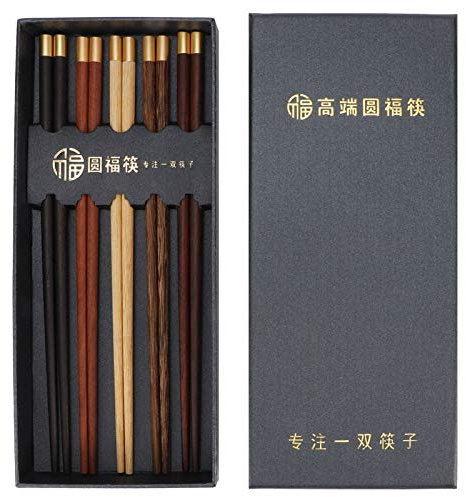 Fdit Holz-Essstäbchen Set, 25cm/9.8in Holz-Essstäbchen Wiederverwendbares Geschirr Sushi-Essstäbchen Haushaltsgeräte zum Essen