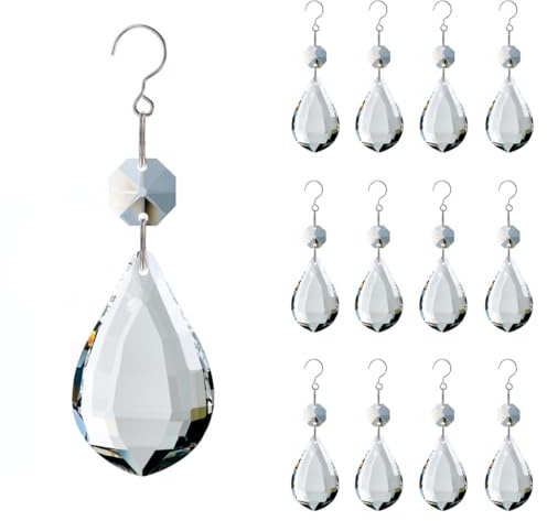 GOLDENHAITAI Lot de 12 attrape-soleil en cristal à suspendre | Pendentif décoratif en verre pour fenêtre, décoration de sapin de Noël