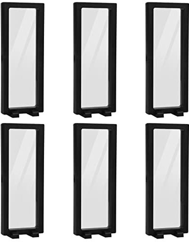 QOTSTEOS Lot de 6 vitrines flottantes 3D en polyéthylène transparent avec cadre flottant et suspension pour bijoux (noir)