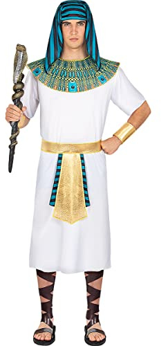 Funidelia | Disfraz de Faraón para hombre Egipto, Faraón, Culturas, Países - Disfraz para adultos y divertidos accesorios para Fiestas, Carnaval y Halloween - Talla S - M - Blanco