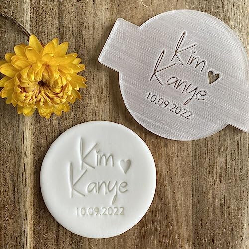 Hochzeit Name und Datum Fondant Personalisierte Präger Custom Cookie Keks Stempel Zuckerguss Schablone Kuchen Dekorieren Cupcake Dekoration