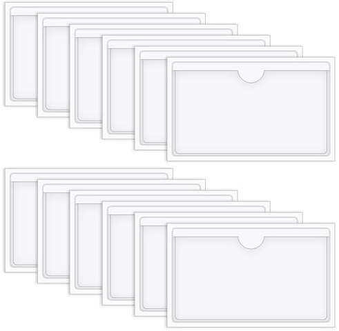 Vicloon Transparenta självhäftande Påsar, 12 st fickor, parkeringslicenshållare, transparent licenskort med passmärke (6 x 10 cm)
