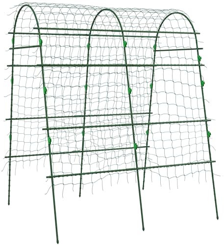 Outsunny Rankgitter aus Metall rostfrei Rankhilfe für Kletterpflanzen Gurken Spalier 144 x 167 x 206 cm Garten Spalier Pflanzenspalier für Tomaten, Gemüse Blumen Kletterpflanzen Schwarz