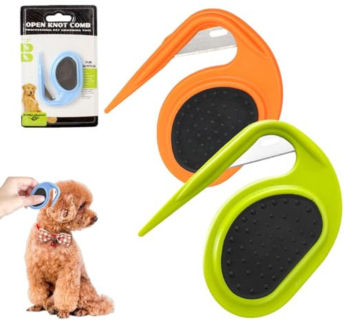 EHOTER Pet Knotting Comb Entfilzer mit Stahlklinge Entfilzungsmesser Katze Splitter Fell-Entwirrer Entfilzungskamm für Hunde Haustier Haarentfernung Pflege Bürste Knotenkamm (A+B)