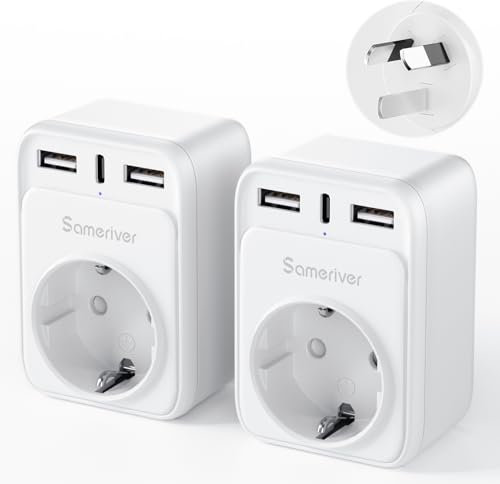 Reiseadapter Australien Adapter Deutschland Stecker Reisestecker Reiseadapter mit 2 USB 1USB C (3A) Steckdosenadapter Typ I für Neuseeland,Australien,China,Argentinien Wand Ladegerät (2PCS)