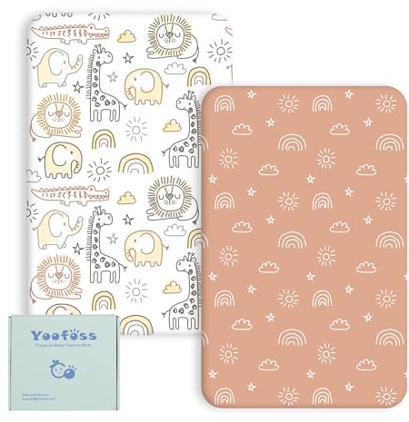 Yoofoss Lenzuola per Carrozzina 2 Pezzi Lenzuola Carrozzina Neonato Sotto Ultra Morbide e di Alta Neonato 50x89 cm 50x90 cm 55x90 cm per il Cambio Cesto Moses Culla Utilizzabile