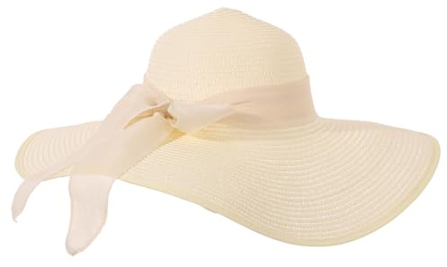 LY4U Cappello di Paglia da Donna, Cappelli da Sole da Donna, Cappello da Sole Estivo UPF 50, Cappello da Spiaggia a Tesa Larga, Cappelli Flosci Arrotolabili Pieghevoli per Donna e Ragazza