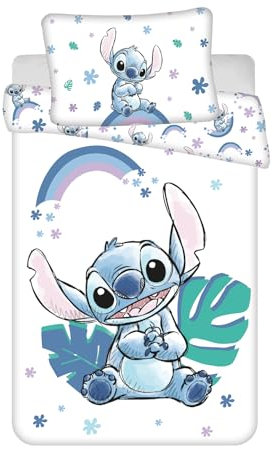 Jerry Fabrics Stitch Reversible Bed Linen 100 x 135 cm and Pillow Duvet Set | Rainbow Design | 100% Cotton | Cot Bed