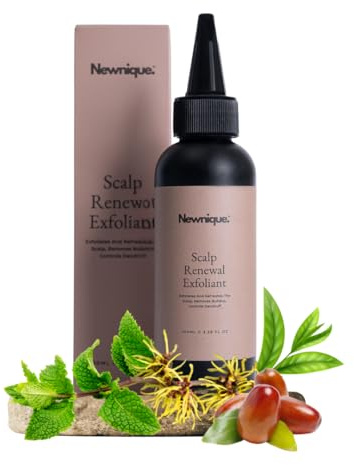 Newnique Scalp Exfoliant – Dry Scalp Scrub Treatment – Renewal Exfoliant with Glycolic & Salicylic Acid – Vegan Hair Care for Flaky Build-Up – Scalp Oil Serum for Hair Growth