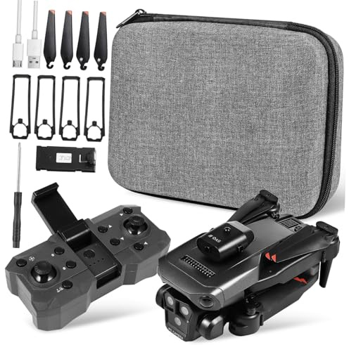 Drone Pieghevole Max con Tripla Fotocamera, Nero Abs