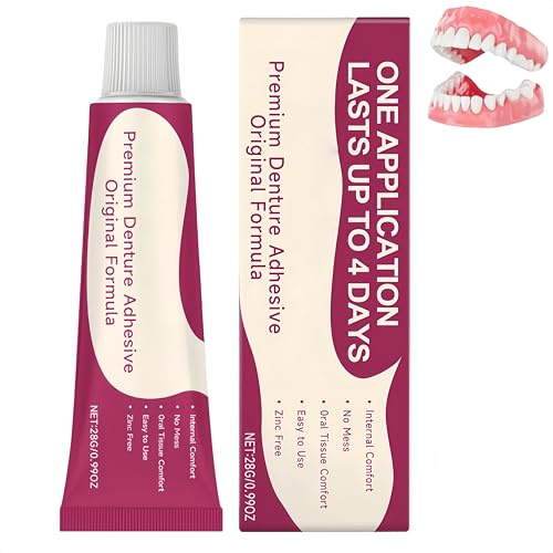 Adesivo per protesi dentali Premium, colla generica sicura per protesi dentali, gel adesivo a forte tenuta per denti finti, migliora l'aderenza, il comfort e la stabilità, 28 g (1Pezzo)