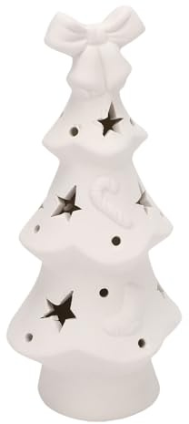 Asixxsix Sapin de Noël éclairé en Céramique, Sapins de Noël en Céramique Blanche à Piles avec Lumières, Figurine d'arbre de Noël Lumineuse pour Décorations de Noël, Intérieur, Maison, (Arc)
