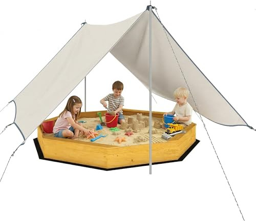 AIYAPLAY - Bandeja de arena de madera con toldo para 8 niños de 3 a 6 años, color amarillo