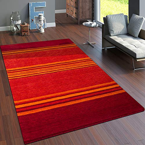 Paco Home Teppich Wohnzimmer Schlafzimmer Kurzflor Ethno Design Geometrisches Muster Handgearbeitet Gabbeh Moderne Deko, Grösse:80x150 cm, Farbe:Terracotta 3