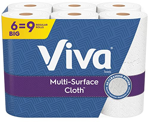 Viva Multi-Surface Cloth Paper Towels, Choose-A-Sheet - 6 Big Rolls = 9 Regular Rolls (83 Sheets Per Roll)