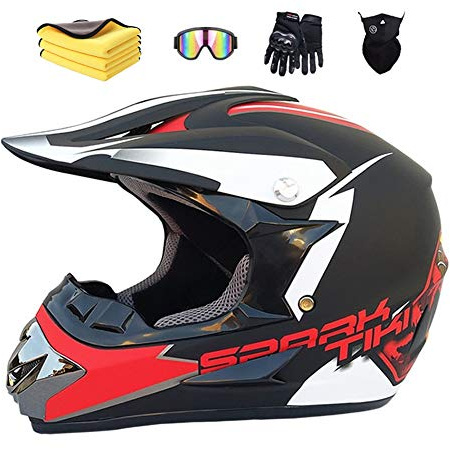 Wbeiba Casque Moto Cross Homme Casque Intégral DH Enduro Femme Quad Motocross Adulte (Black red,M:57-58cm)