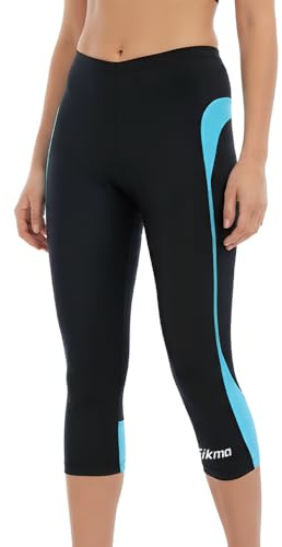 Kvinnor cykling 3/4 shorts vadderade damleggings cool max anti-bac pad (svart/CYAN, L)