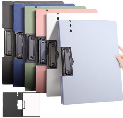 Carpeta A4 sin perforaciones con abrazadera de acción de resorte, clips fuertes, carpeta de archivos, oficina, comercial, escuela, documentos, carpetas con clip para tamaño carta o A4, paquete de 6