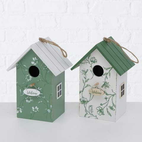 Vogelhaus Nisthaus Vogelvilla Holz grün weiß Gartendeko H 22 Stückpreis