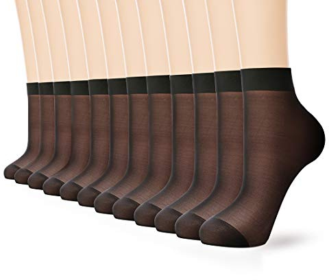 WAKUNA 12 Pairs Women's 20D Sheer Nylon Ankle Socks