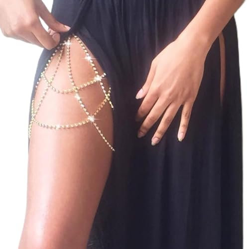 Prosy Glitter Layered Strasssteine ​​Beinkette Gold Dünne Kette Ballerina Kristall Körperkette Schmuck für verstellbare Frauen und Mädchen
