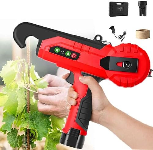 ZHPPED Máquina atadora portátil, máquina eléctrica para Atar Plantas, máquina de Cinta para encuadernación de viñedos y jardín con 2 Cintas en Rollo, 2 baterías, para Uvas, frambuesas, Tomates