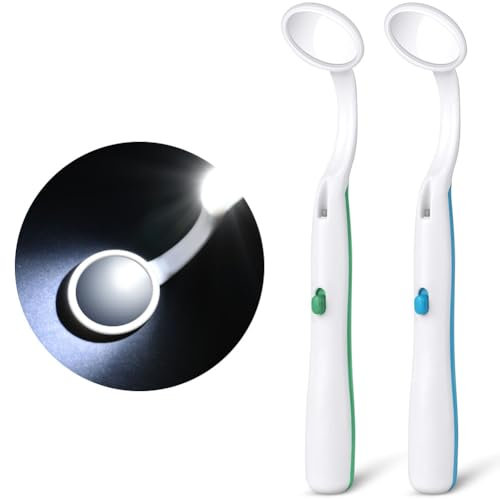 ACWOO Specchio Dentale, 2PCS Specchi Dentali con Luce Antiappannamento, Specchio per Denti per Cura Orale Della Bocca,Strumento per la Cura Della Bocca Dentista