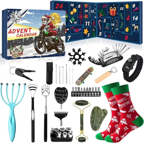 iZoeL Calendario Avvento Uomo Calendario Avvento 2024 Adulti Calendario dell'Avvento Uomo - 24 Regali Natale Calendario Avvento di Strumenti Pratici per Papà Nonno Fidanzati Insegnanti Adolescenti