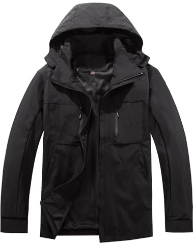 Ynport Crefreak Chaqueta de Exterior para Hombre Windproof Sport Jakcet Chaqueta Impermeable para Parejas Abrigo Cortavientos Ligero con Capucha para Senderismo al aire Libre Trekking,Negro, XL