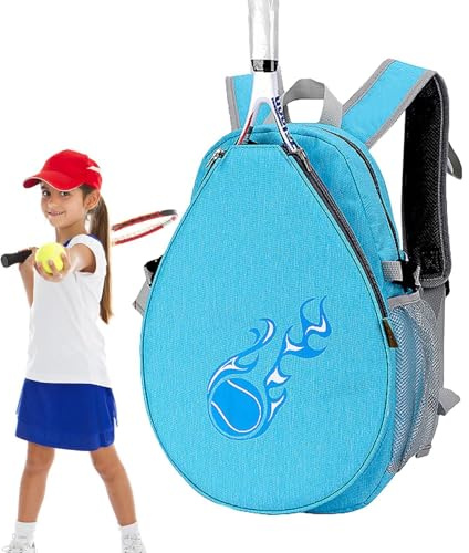 Generic Sportutrustningsväska, tennisryggsäck, 40 x 28 x 15 cm, blå, sidofickor i mesh, ytterficka, racketutrymme, huvudfack