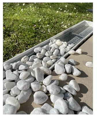 1 x 1m Length Drainage Light Grey Channel with Galvanised Gravel Grate for decorative stones or Gravel 90mm Deep for Gardens or domestic driveways A15