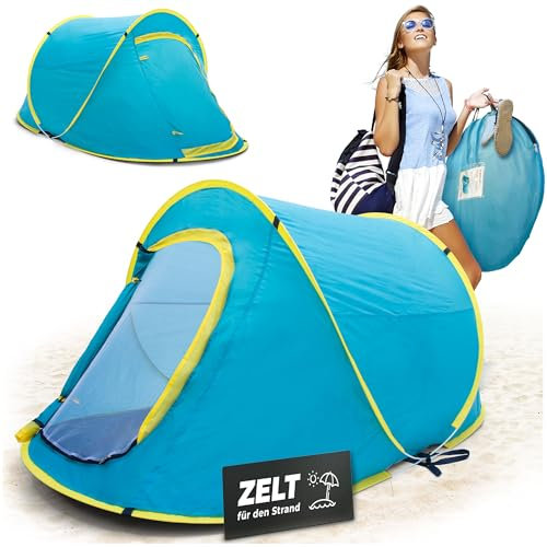 STREND PRO Pop-Up Zelt 220x120x95 cm – Campingzelt Wasserdicht, Fun Camp Zelt, UV-Schutz, Strand Zelt Tragbar für Camping, Festival Zelt & Garten Zelt