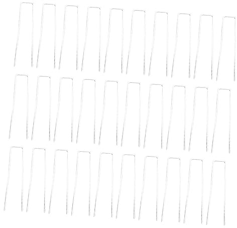 Kisangel 30Piezas Estacas de Jardín de Acero para Fijación de Tela Anti-malezas Grapas de Paisaje Resistente Estacas U-Forma para Jardinería y Camping