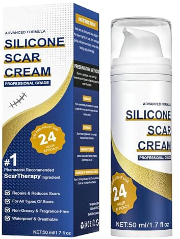 Silikon Narbensalbe für chirurgische Narben, erhabene, wulstige Narben wie hypertrophe Narben und Keloide, Verbrennungen, Verletzungen, Kaiserschnitt,Narbengel Narbenpflege Narbencreme (1)