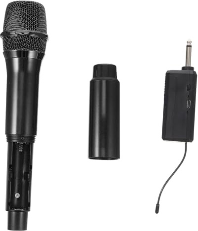 Toyvian Microphone sans Fil Portable 1 Émetteur 1 Récepteur Gris pour Karaoké Maison et Extérieur, Micro de Chant Omnidirectionnel Léger, Mini Micro Portable pour Événement et Animation
