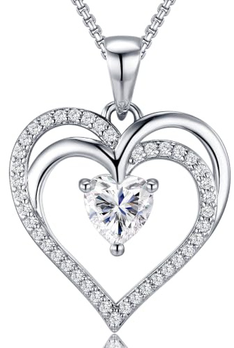 Lyniuoy Collier Femme Pendentif Double Cœur Amour Éternel Bijoux
