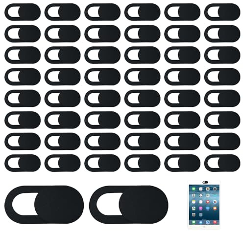 Dargkwn Cache Webcam Ultra-Fin Lot de 50, Protection Caméra pour Ordinateur Portable Tablette Smartphone, Coulissant Discret pour PC Noir