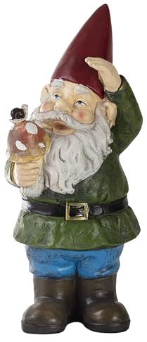 Alpine Corporation 12 Tall Outdoor Garden Gnome with Mushroom Yard Statue Decoration