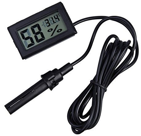 WINGONEER 2-in-1 Digital LCD intégré thermomètre hygromètre avec Externe pour Reptile Incubateur Aquarium Volaille - Noir