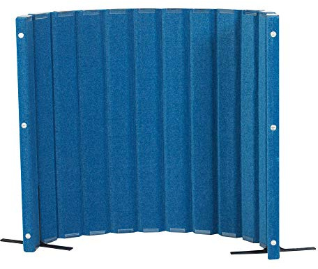 Angeles 48 x 6' Quiet Divider With Sound Dampening Panels, Freestanding Room Divider Wall, Blue