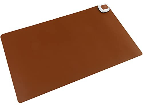 PrimeMatik - Alfombra y Superficie térmica con calefacción para Escritorio Suelo y pies de 60 x 36 cm 65W marrón