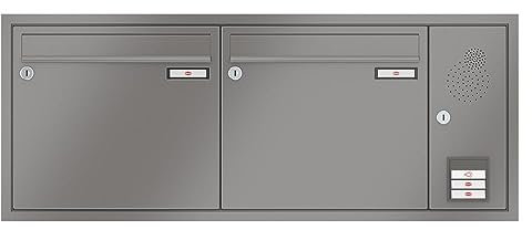 RENZ/Eckrahmen / 2er Unterputz-Briefkastenanlage Einbau-Briefkasten mit Sprechfeld/RAL-Farbe 9007 Volumen 1/Dein-Briefkasten.de