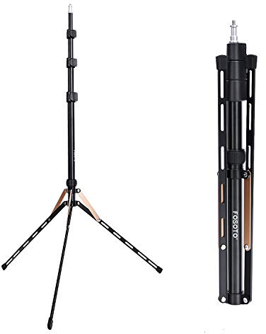FOSOTO 75/191CM Trípode Soporte de Luz Led Iluminación Fotográfica Ligero y Plegable con blosa de Transporte, para Aro de Luz Altavoz Parasol Softbox Proyector Reflector Estudio Fotográfico ect