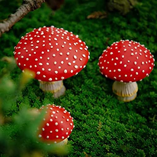 Asarly Seta para jardín, resplandor en la oscuridad accesorios de decoración de jardín de hadas, 3 figuras en miniatura, accesorios de jardín de hadas de setas.