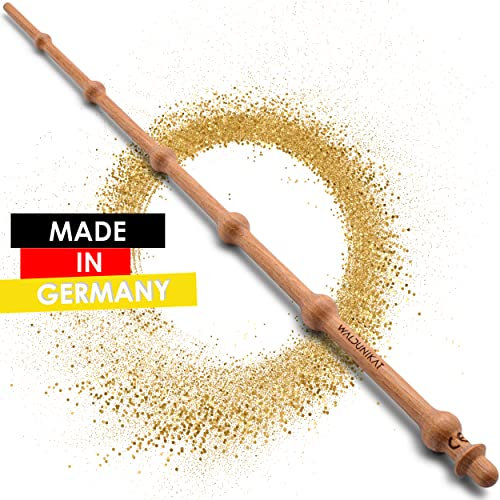 WALDUNIKAT® Zauberstab aus Holz – Made in Germany – Spielzeug, Geburtstags-Geschenk, Deko, Kostüm für Erwachsene, Kinder, Damen, Herren, Mädchen (No. 2 - Kernholz)